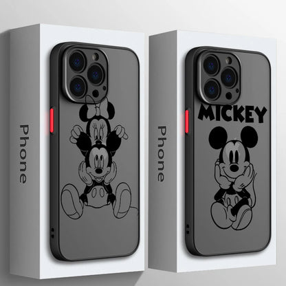 Disney Mickey Minnie Couple Phone Case For Apple iPhone 14 13 12 11 XS Mini Pro Max 8 7 XR X Matte Frosted Translucent