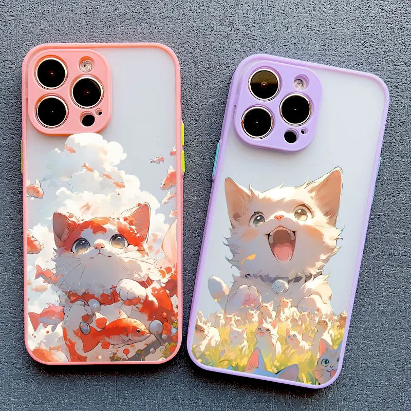 Various Style Cat Phone Case For iPhone 13 12 Pro Max Mini 15 14 11 Pro Max Plus SE2 8 7 Plus X XS XR Cute Naughty Cat Covers
