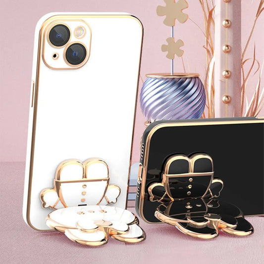 Universal Mobile Phone Holder Metal Cute Cat Phone Holder Cell Phone Stand 2 In 1 Finger Holder With Make Up Mirror