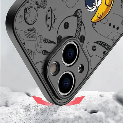 Astronaut Acrylic Clear Case For iPhone 15 Pro Max 14 Pro 13 12 11 Pro Max Luxury Shockproof Bumper Matte Cartoon Back Cover