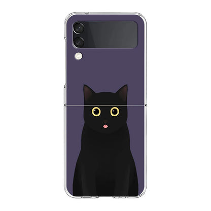 Cat Cute Kitten Cartoon For Samsung Galaxy Z Flip 3 4 5G Hard Folding Clear PC Phone Case For Samsung Z Flip3 Back Cover Bumper