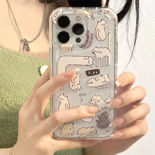 Sleep cat cartoon silicone soft cute shell For iphone x xr xsmax 12mini 13 11 14 pro max promax 7 8 plus lovely phone case cover