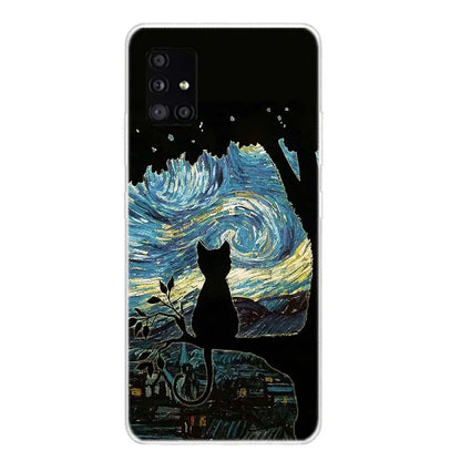 Black Cat Cartoon Cute For Samsung Galaxy A52 A53 A54 A12 A13 A14 A22 A23 A24 A32 A33 A34 Phone Case A02S A03S A04S A42 A72 A73