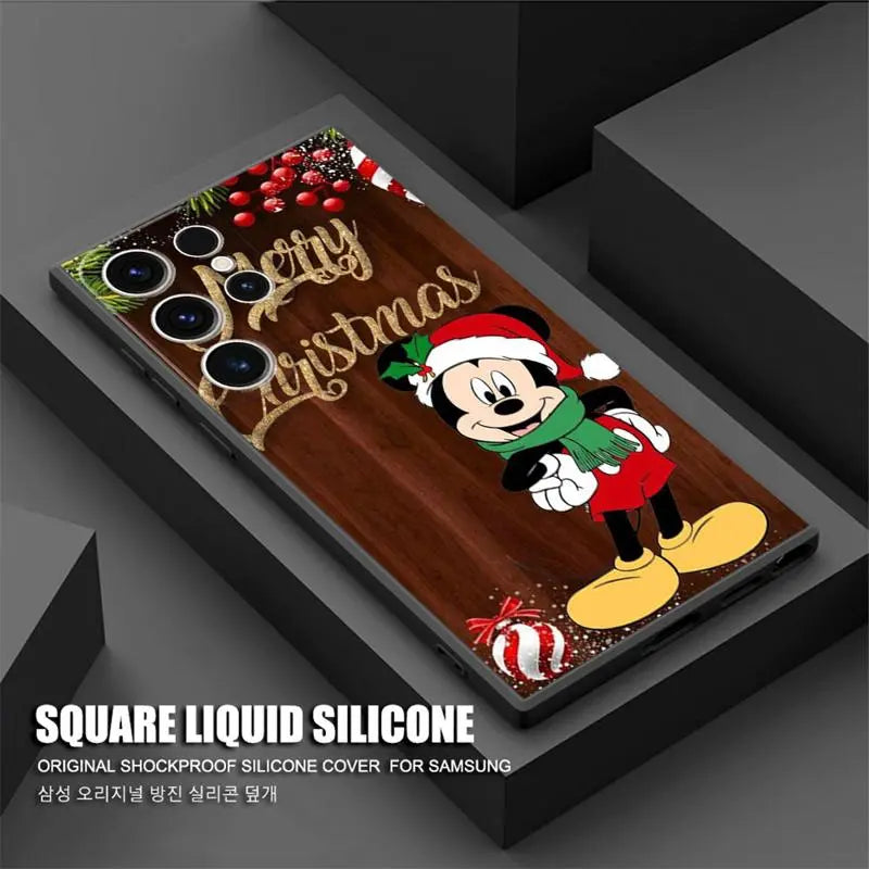 Merry Christmas Mickey Minnie Phone Case for Samsung Galaxy S23 Ultra S22 S21 FE S20 S10 S10E Note 20 10 Plus Coque