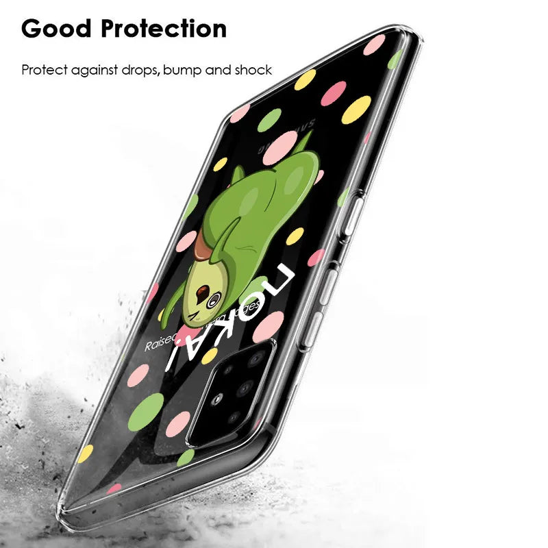 Cute Avocado Food Transparent Silicone Cover For Samsung Galaxy S22 Pro S21 S20 FE Ultra S10 S10E Lite S9 Plus Phone Case