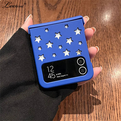 for Samsung ZFlip 5 Cartoon Star Case for Samsung Galaxy Z Flip 5 4 3 Flip4 flip5 ZFlip3 Hollow out Solid Color Ins Korean Cover