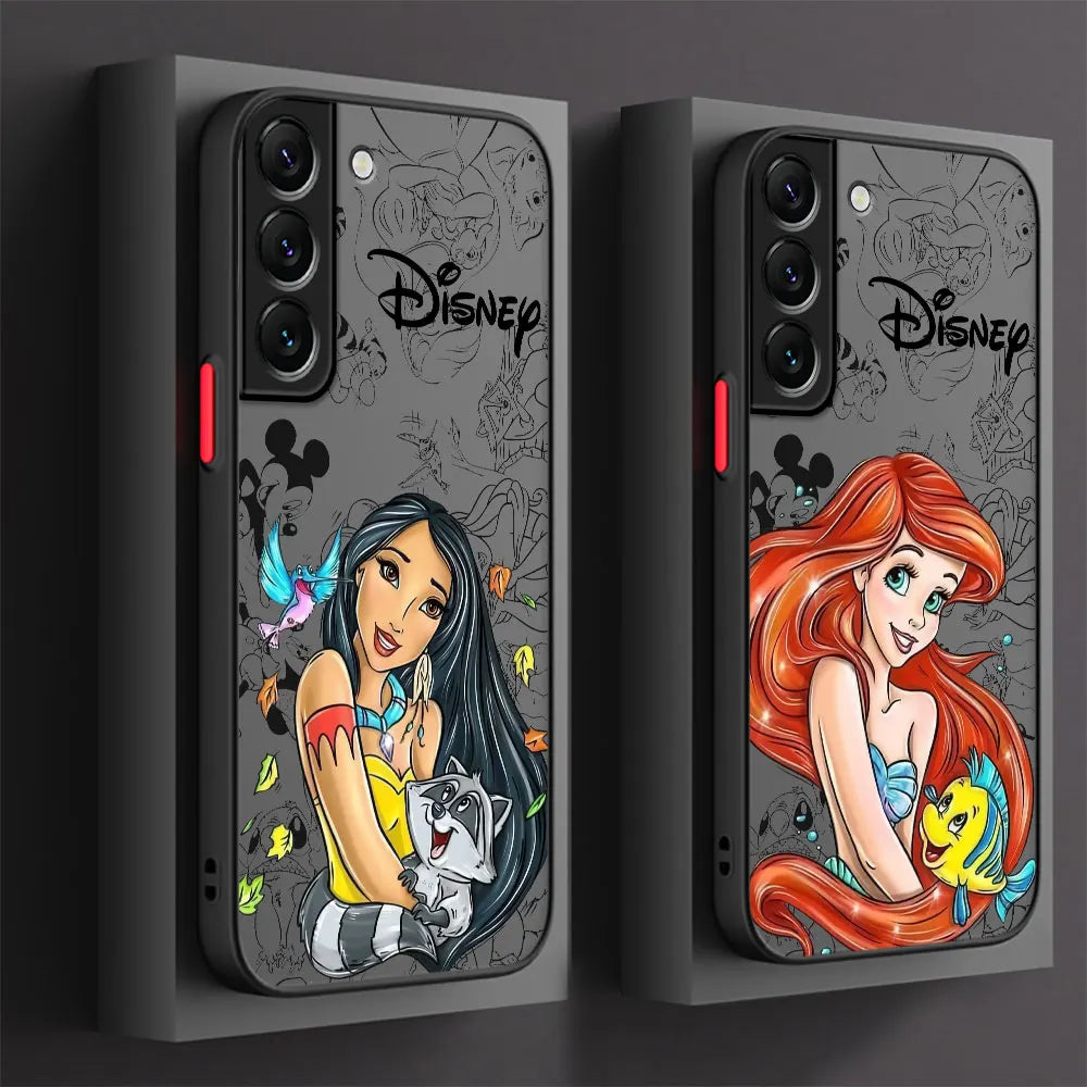 Case For Samsung Galaxy S24 S23 S22 Ultra S20 S21 FE S10 Plus Note 20 10 Lite 9 Skin Feel Scrub Phone Case Disney Princess Shell