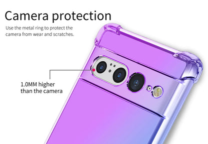 Four Corner Shockproof Silicone Back Cover For Google Pixel 8 Pro 7A 7 6 6A 5A 5 XL Gradient Rainbow Translucent Soft Phone Case