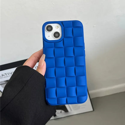 3D Cube Weave Pattern Soft Silicone Phone Case For iPhone 15 13 14 Pro Max 11 12 pro max X XS XR 7 14  Matte Shockproof Cover