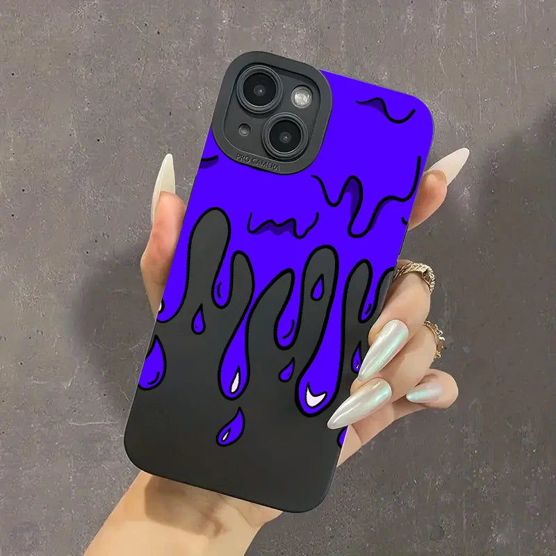 Fun Paint Graffiti Art Shockproof Silicone Phone Case For iPhone 15 14 13 12 11 16 Pro Max XS XR X 7 8 15 16 Plus SE 2020 Cover