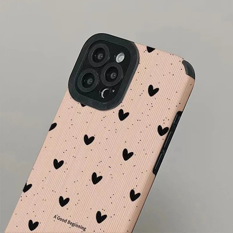 Cute Love Heart Couples Camera Protection Case For iPhone 11 12 13 14 Pro Max 15 Pro Max X XR XS Max 7 8Plus Soft TPU Back Cover