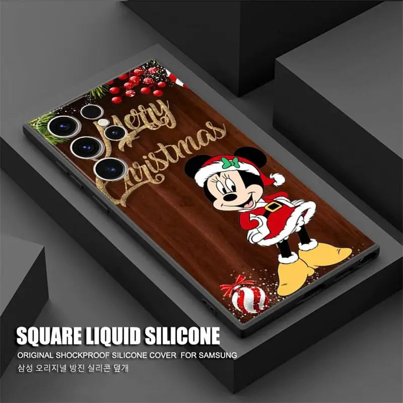 Merry Christmas Mickey Minnie Phone Case for Samsung Galaxy S23 Ultra S22 S21 FE S20 S10 S10E Note 20 10 Plus Coque