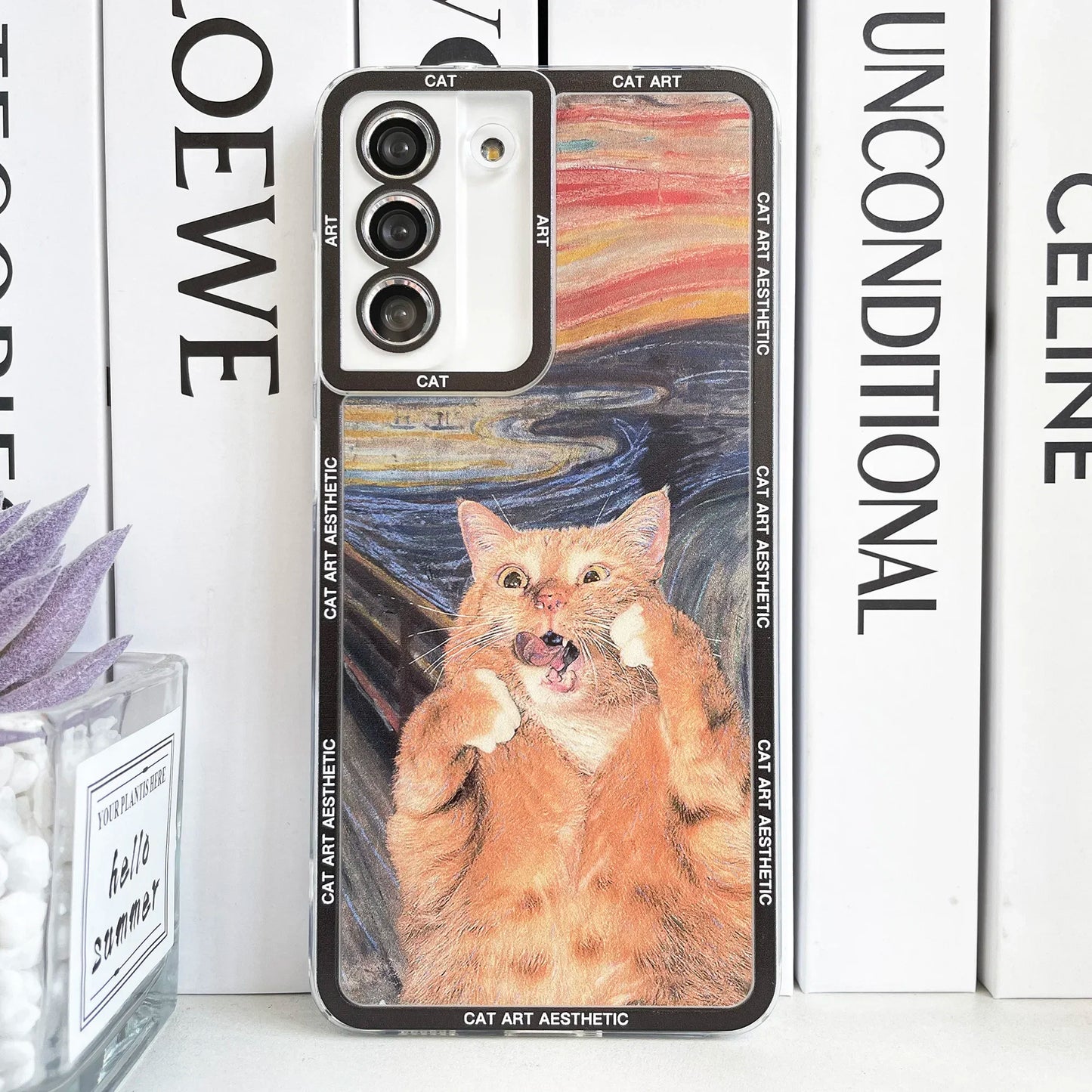 Fun Cat Art Case For Samsung Galaxy S20 Plus S21 FE S22 S23 Ultra A53 A52 A54 A33 Van Gogh Gustav Klimt Mona Lisa Phone Cover