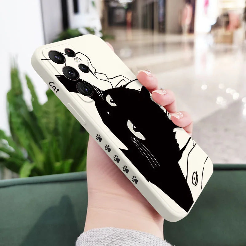 Aggrieved Cat Phone Case For Samsung Galaxy S23 S22 S21 S20 Ultra Plus FE S10 S9 S10E Note 20 ultra 10 9 Plus Cover