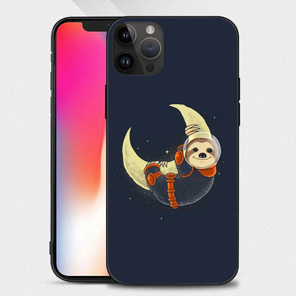 Cute Cartoon Sloth Black Phone Case iphone15 14 13 12 11 Pro Max Mini X 7 8 Soft Case