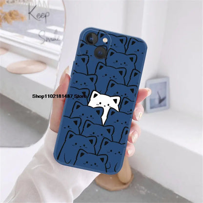 Cartoon Cute Cat Case for IPhone iPhone 15 14 13 12 11 Pro Max XSMAX X XR 7 8 14 15 Plus Cute Couple Soft Silicone bumper case