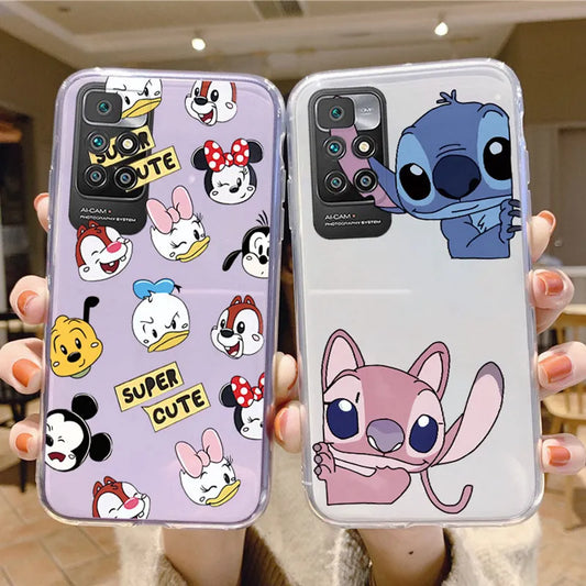 for Xiaomi Redmi 10 Phone Case Mickey Minnie Mouse Daisy Donald Duck Stitch Clear Soft Silicone Redmi10 2022 Transparent Cover