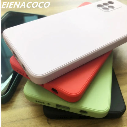 Square Fashion Silicone Case For Samsung Galaxy A52 A72 S22 S21 Ultra S20 FE S10 S9 Plus A21S A51 A71 A31 A50 A70 A32 M31 Cover