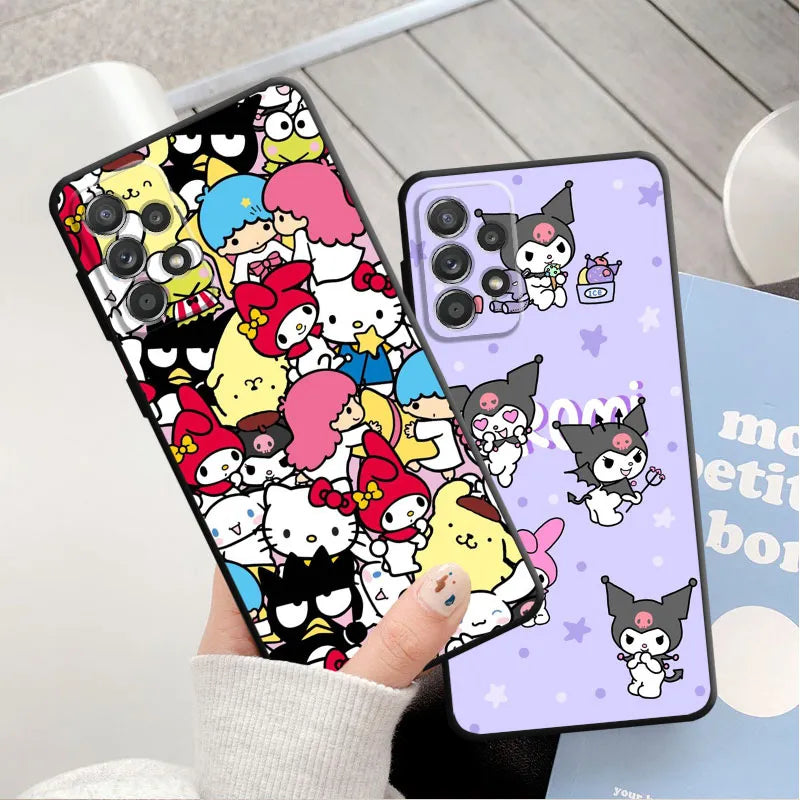 Phone Case for Samsung A11 A13 A12 A54 A53 A51 Galaxy A71 A72 A21S A23 A50 Silicone Coque Hello Kitty Kuromi My Melody Family
