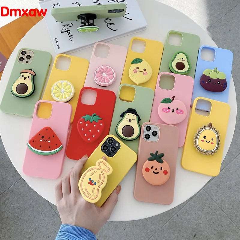 a person is holding a phone case with fruit on it