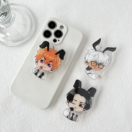 Cute Transparent Acrylic Cartoon Anime Mobile Phone Holder Quadratic enthusiast socket tok stand Grip