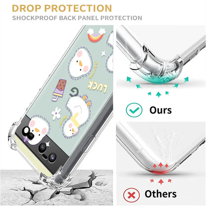 Shockproof Soft Silicone Phone Case for Google Pixel 8 Pro 7a 7Pro 7 Transparent Fundas for Pixel 6a 6 6Pro Cute Funny Cat Cover