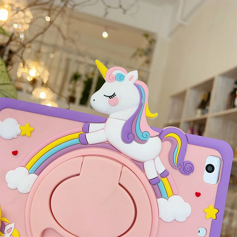 Cartoon Unicorn Kids Bubble Funda Case iPad 10.9 10th 10.2 9 8 7th Gen Case Kids Cover for iPad Air 1 2 3 4 5 Pro 11 2022 2021