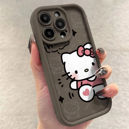 Sanrio Ins Hello Kitty Phone Case For Iphone 15 14 13 11 12 Pro Max Plus X XR XS 7 8 Plus Y2k Girl Clear Gift Silicone Anti-fall