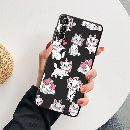 Disney Marie Cat Cute Phone Case for Samsung Galaxy S20 S22 A22 S21 A32 Note 20 Ultra 10 Plus 8 9 A72 TPU Soft Cover Cases