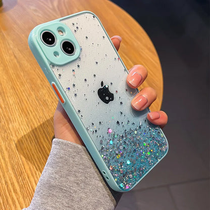 Luxury Bling Glitter Transparent Case For iPhone 15 14 11 12 13 Pro Max XS X XR 7 8 Plus SE 2020 Mini Shockproof Cases Cover