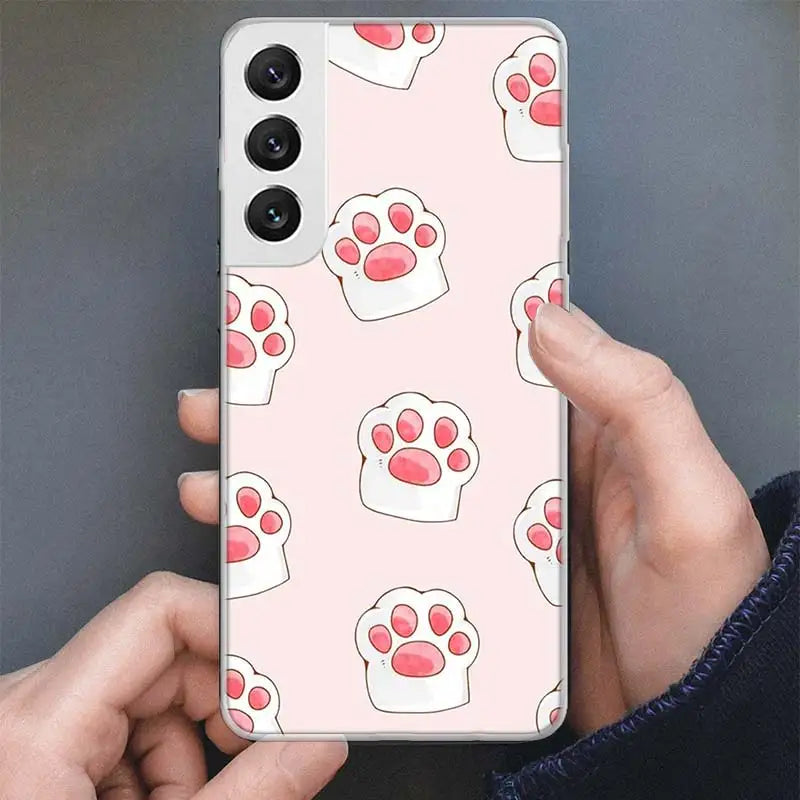 Dog Footprint Paw Cute Phone Case For Samsung Galaxy S24 S23 S22 S21 Ultra S20 FE S10 Plus S10E S9 S8 + Soft Cover Shell