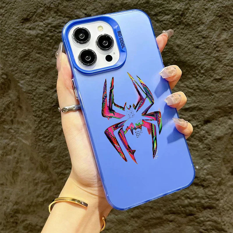 Color Spider Matte Laser Phone Case For iPhone 11 12 13 14 15 Pro Max XS X XR 7 8 15 Plus SE 2020 Shockproof Armour Bumper Cover