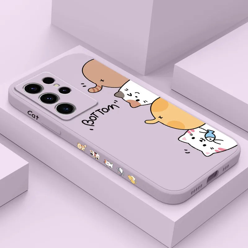 Cat Litter Phone Case For Samsung Galaxy S23 S22 S21 S20 Ultra Plus FE S10 S9 S10E Note 20 ultra 10 9 Plus Cover