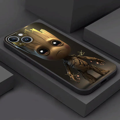 Phone Case for Apple iPhone 8 Plus SE XS X 7 6s 14 13 15 Pro Max 12 Mini XR 11 Pro 14 Silicone Matte Armor Marvel groot Cover