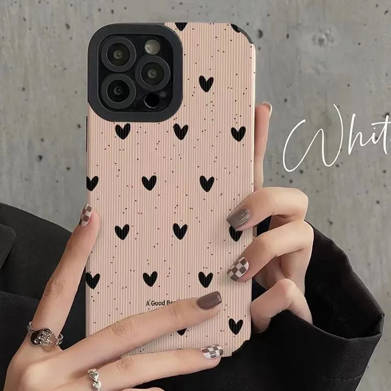 Cute Love Heart Couples Camera Protection Case For iPhone 11 12 13 14 Pro Max 15 Pro Max X XR XS Max 7 8Plus Soft TPU Back Cover