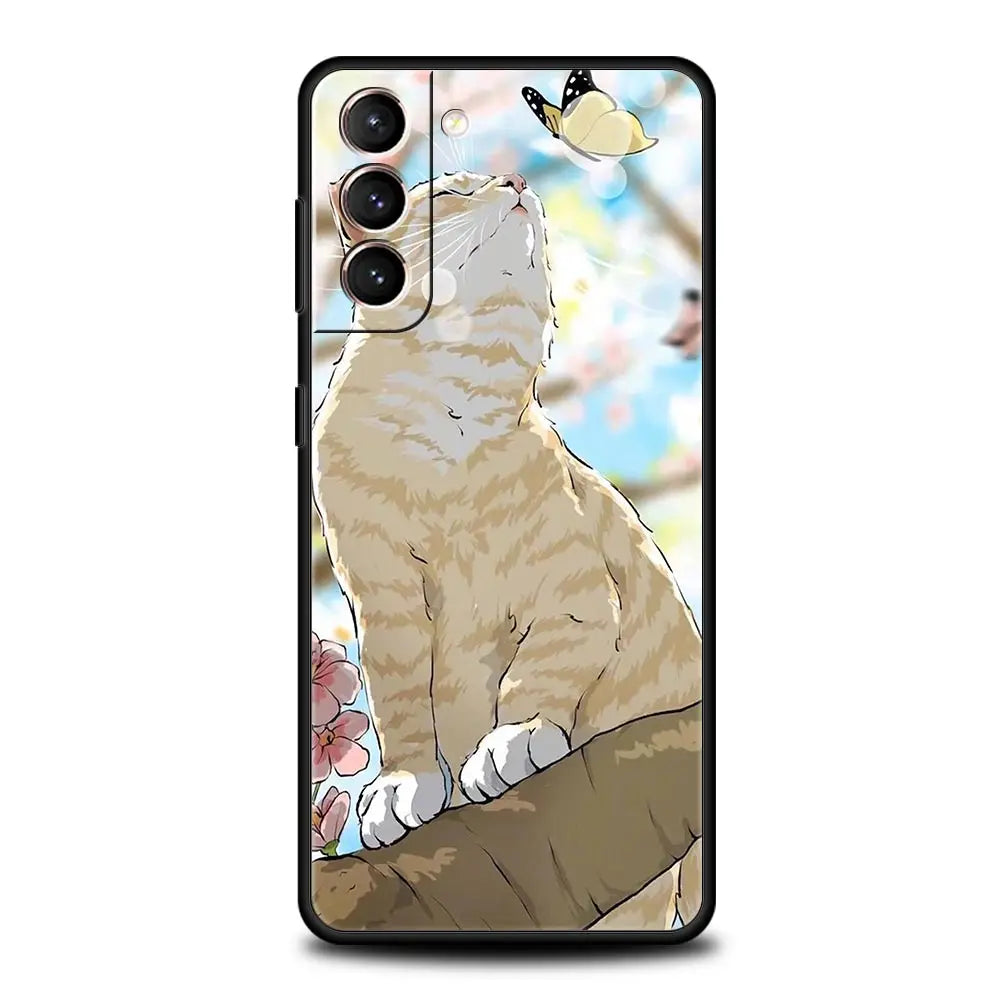 Fashion Lovely Cats TPU Phone Case For Samsung Galaxy S22 5G S20 Ultra S21 FE S10 S9 Plus S10E S8 Note 10 Lite 20 Silicone Cover