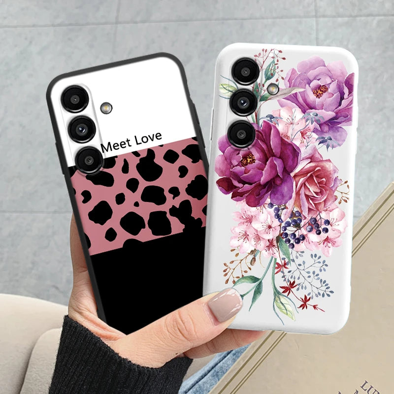 Case For Samsung Galaxy A54 5G Cute Heart Flower Back Cover Soft Silicone Matte Protective Funda For Samsung A 54 GalaxyA54 Bags