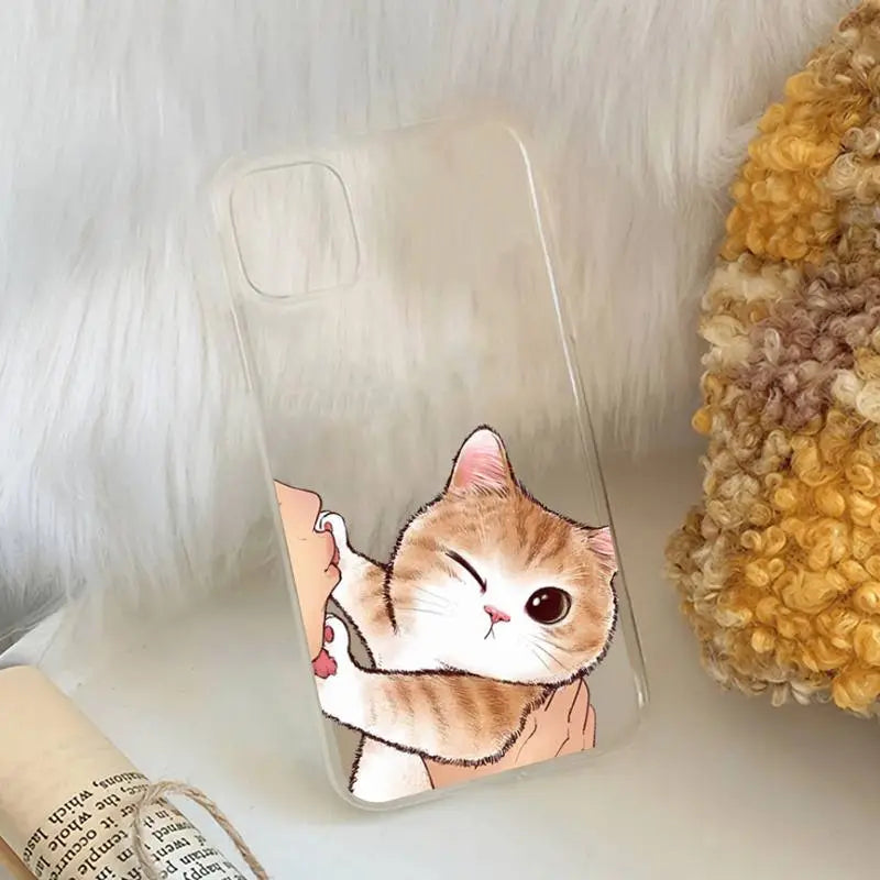 Again Don't Kiss Me Funny Cute Cat Phone Case For iPhone 14 13 12 11 Pro Max XS X XR SE 2020 6 7 8 Plus Mini Protective Cover