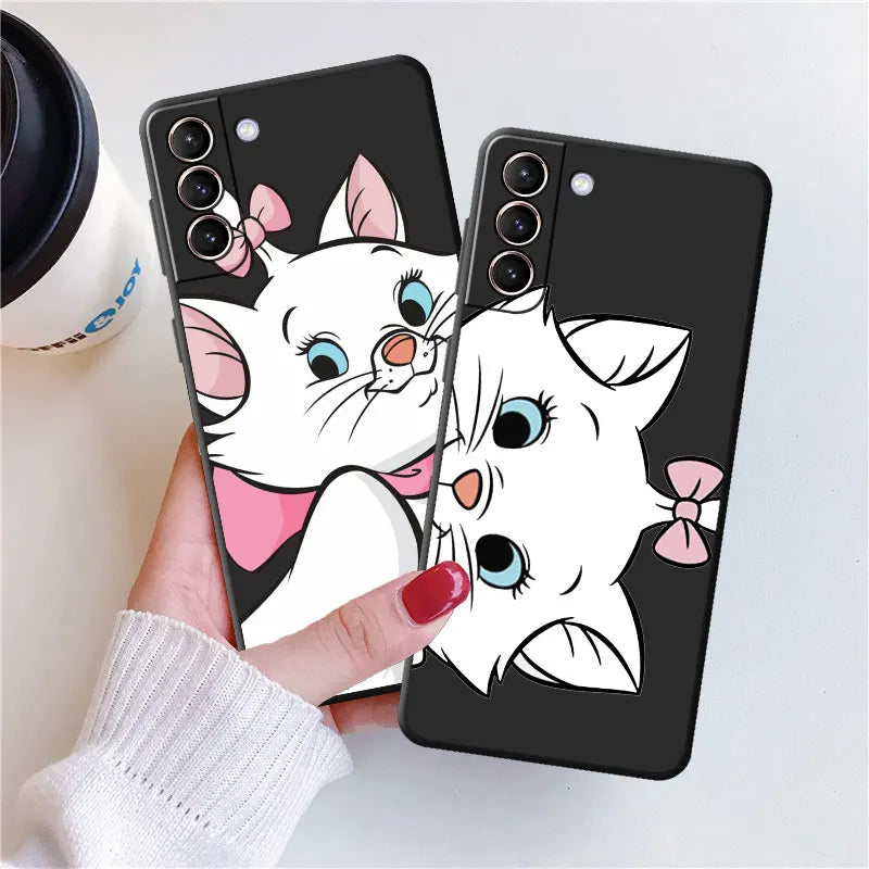 Disney Marie Cat Cute Phone Case for Samsung Galaxy S20 S22 A22 S21 A32 Note 20 Ultra 10 Plus 8 9 A72 TPU Soft Cover Cases