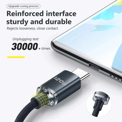 120W 7A USB Type C Cable For Xiaomi 13 Samsung S23 Realme Mobile Phone Fast Charge USB C Cables Type C Quick Data Charger Wires