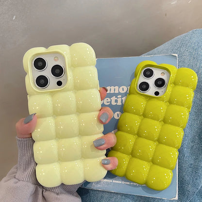 Cute Stylish Bread Chocolate Block 3D Phone Case For iPhone 14 13 12 15 Pro Max 11 Glossy Protective Cover Fundas