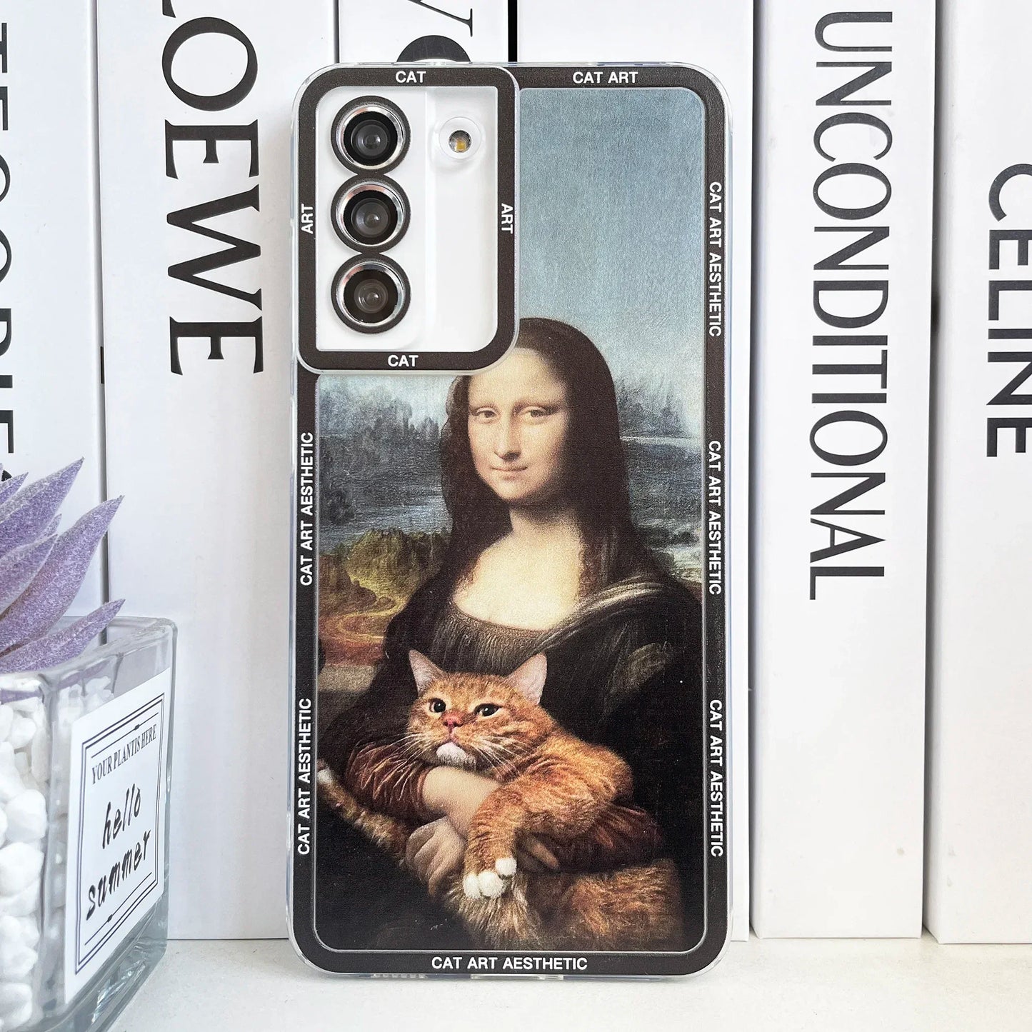 Fun Cat Art Case For Samsung Galaxy S20 Plus S21 FE S22 S23 Ultra A53 A52 A54 A33 Van Gogh Gustav Klimt Mona Lisa Phone Cover