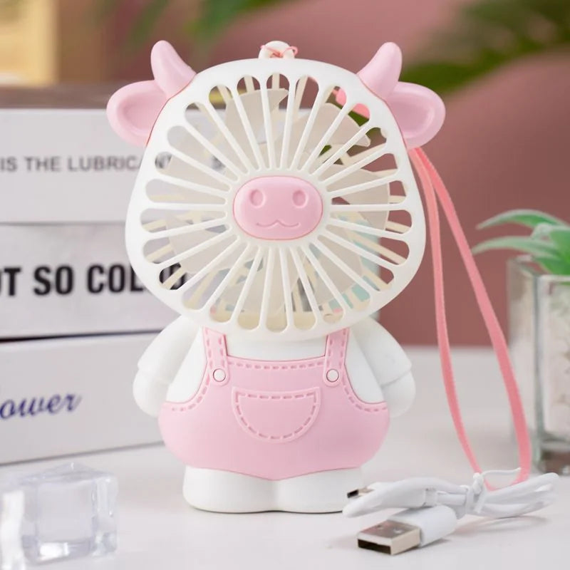 USB handheld rechargeable Hello Kitty mini fan student portable wind super quiet cute desktop bed outdoorGift