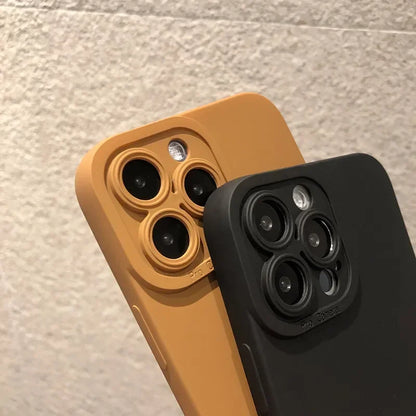 Soft Silicone Matte Phone Case For iPhone 15 14 13 12 11 Pro Max XR XS Max X 8 Plus Solid Color Camera Lens Portector Cover
