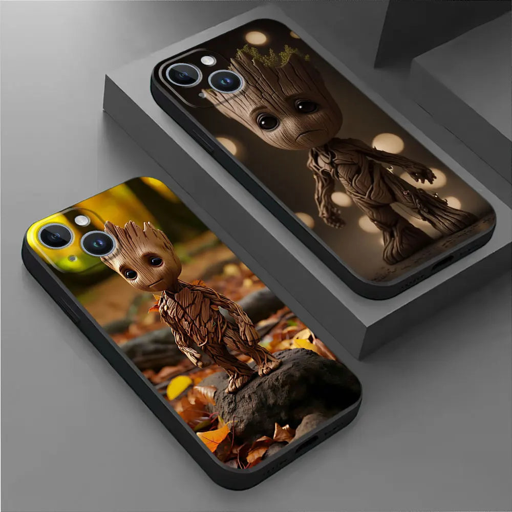 Phone Case for Apple iPhone 8 Plus SE XS X 7 6s 14 13 15 Pro Max 12 Mini XR 11 Pro 14 Silicone Matte Armor Marvel groot Cover