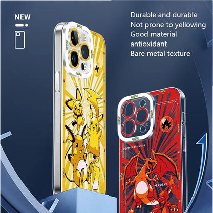 Pokemon Phone Case For iPhone 15 14 Pro Max 13 12 Mini 11 Pro XR XS X 8 7 6 6S Plus SE 2020 Soft Silicone Back Shockproof Cover