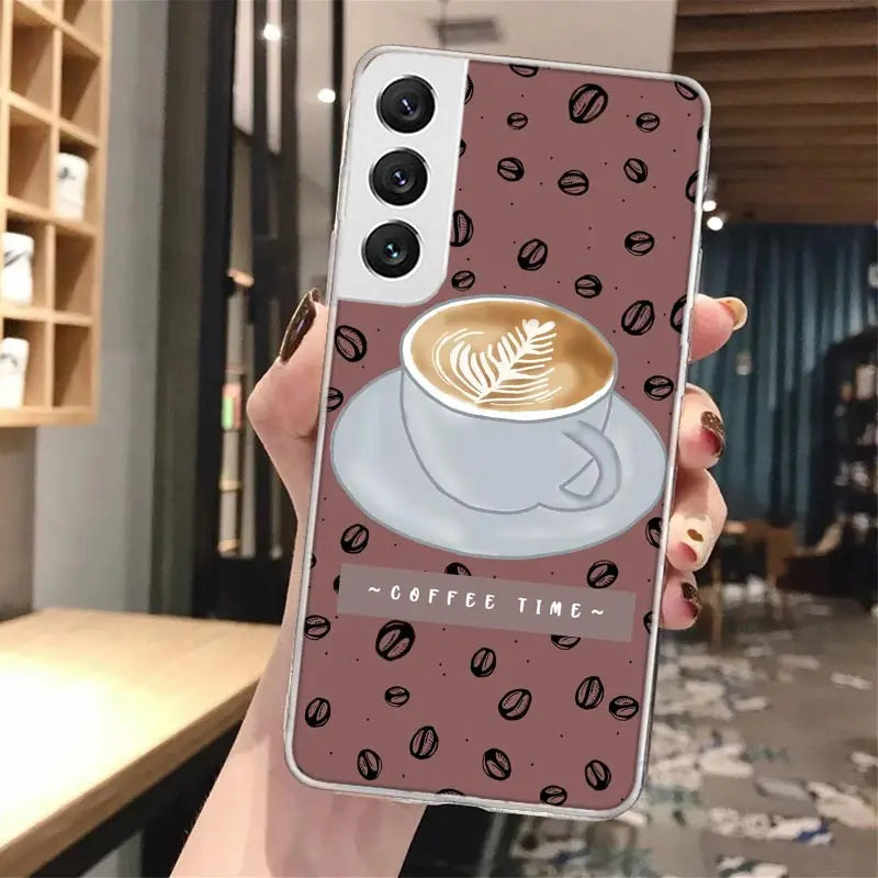 Coffee Wine Cup Soft Phone Case For Samsung Galaxy S23 S22 Ultra S21 Plus S20 FE S10 Lite S9 S8 + S10E S7 Edge Pattern Capa Case