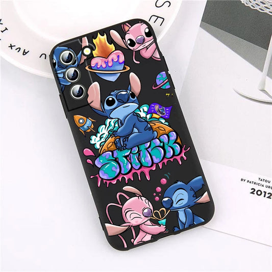 Stitch Cute For Samsung Galaxy S23 S22 S21 S20 Ultra Plus Pro S10 S9 S8 S7 Silicone Soft Black Phone Case Coque Capa Fundas