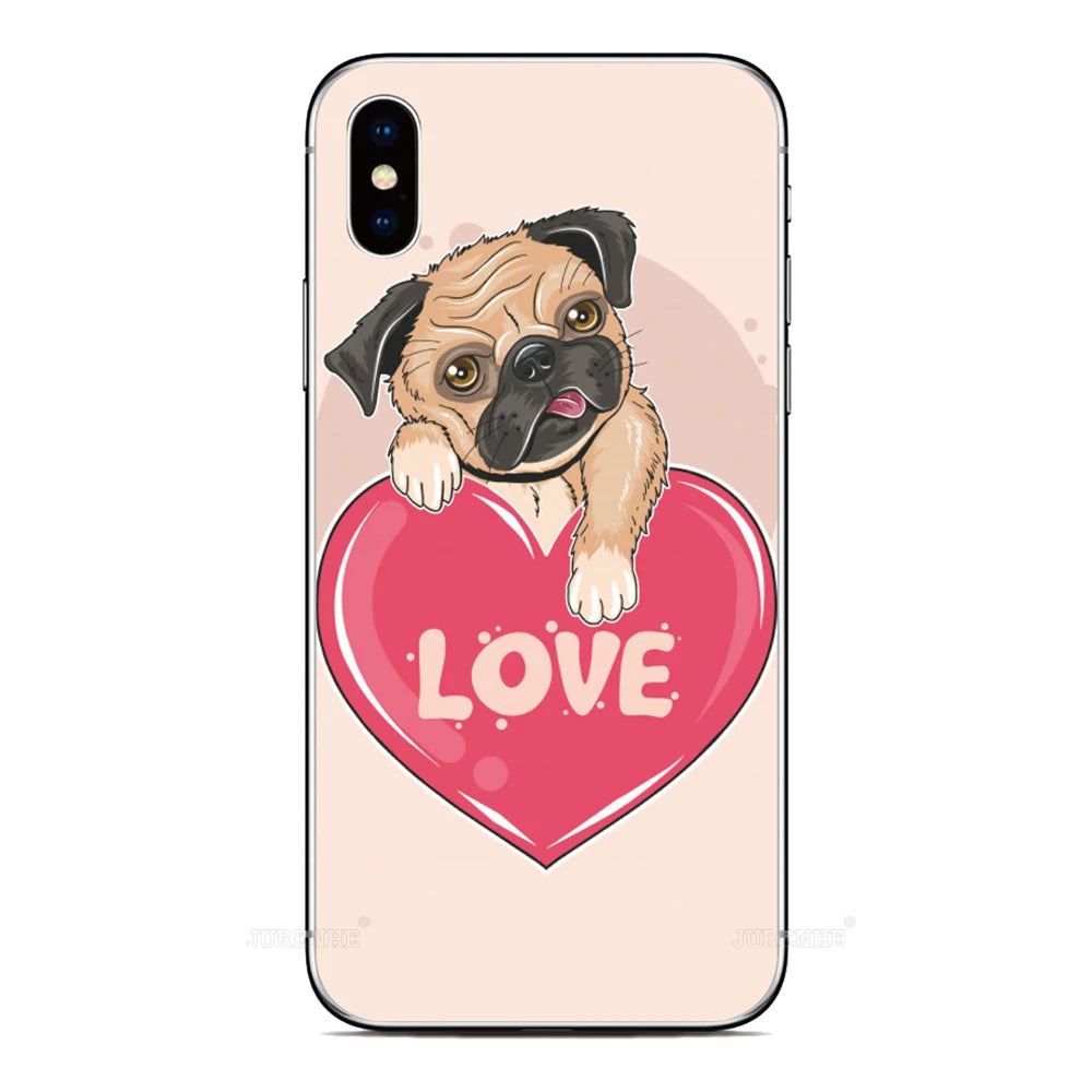 Pug Puppy Dog Phone Case For Samsung Galaxy M54 A54 F14 S23 S22 A22 A73 A53 A13 A14 A23 A34 A33 A52 A04s A04e M33 A12 M30s Cover