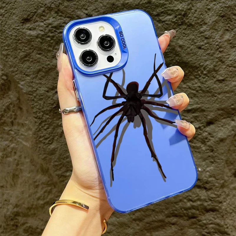 Color Spider Matte Laser Phone Case For iPhone 11 12 13 14 15 Pro Max XS X XR 7 8 15 Plus SE 2020 Shockproof Armour Bumper Cover